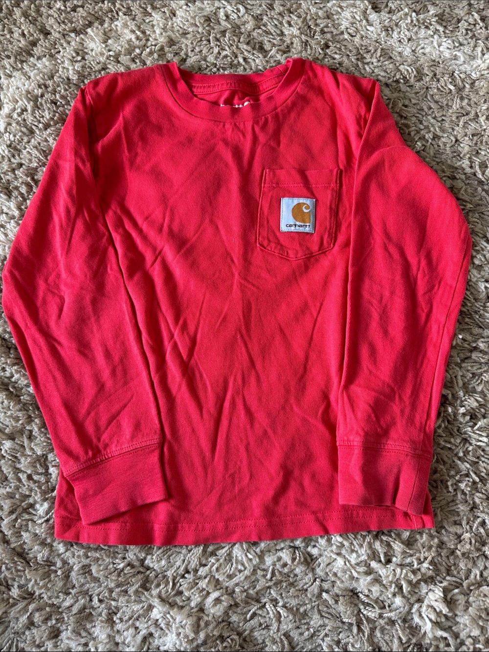 Carhartt Kids Red Long-Sleeve Pocket Shirt